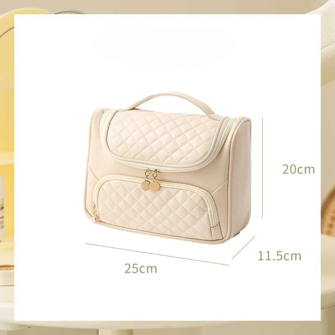 Cosmetics Bag for Women ⎜ Large Capacity with Quilted Surface and Practical Carrying Handle for on the Go