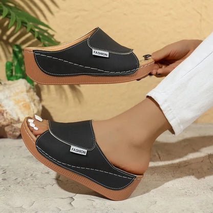 Summer Wedge Loafers for Women ⎜ Comfortable Mules with a Thick Heel and Simple Design for Everyday Wear