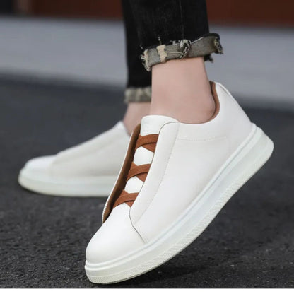 Men's Trainers ⎜ Breathable Leather Shoes with Elasticated Laces for Comfortable Wear
