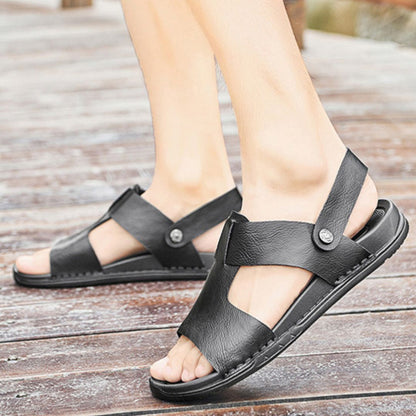 Men's Sandals ⎜ Comfortable Leather Shoes in Roman Style with Adjustable Strap for Summer