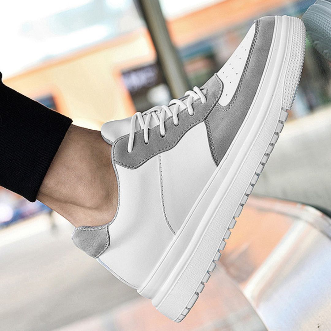 Men's Skateboard Sneakers ⎜ Breathable Shoes with Hidden Height Boost and Soft Bottom Sole