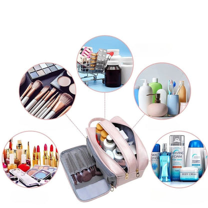 Cosmetics Bag for Women ⎜ Water - Repellent Design with Large Capacity and Multiple Zip Compartments