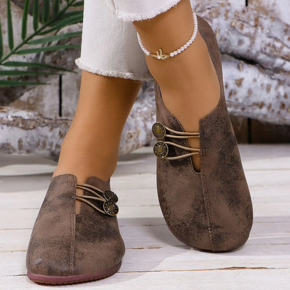 Slippers for Women ⎜ Comfortable Flats with Decorative Buttons and Classic Design