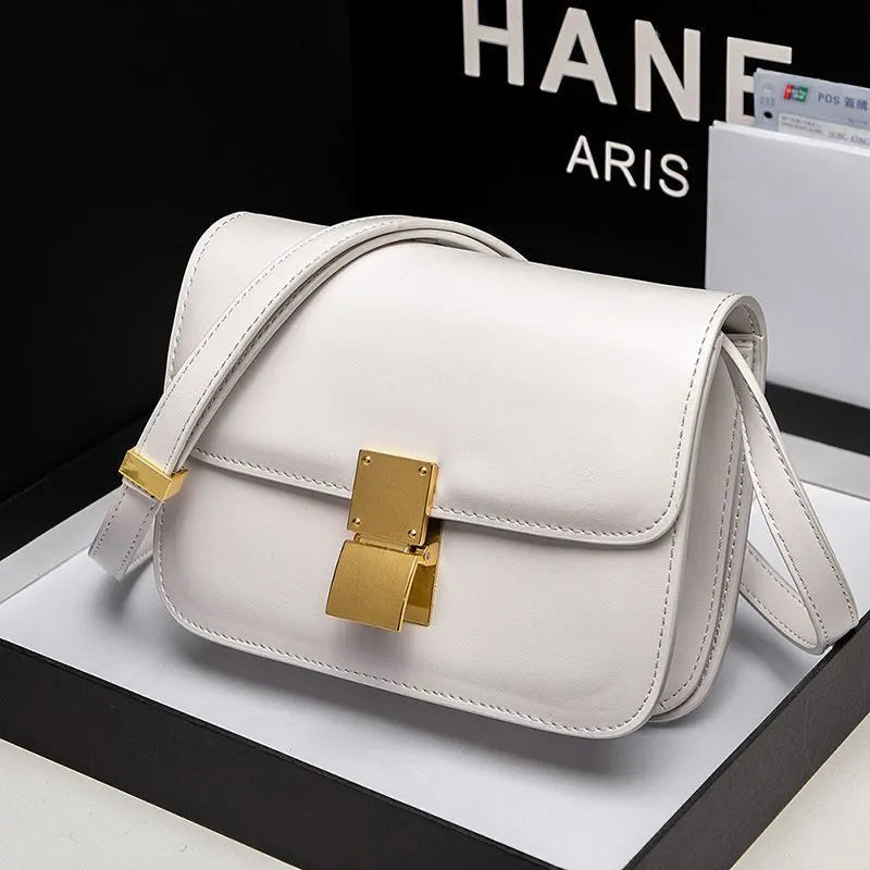 Classic Leather Shoulder Bag ⎜ Elegant Accessory with Gold Buckle for Stylish Appearances