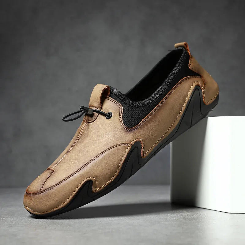 Men's Outdoor Slip - on Shoes ⎜ Comfortable Leather Trekking Shoes for Everyday Wear and Travelling