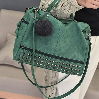 Shoulder Bag for Women ⎜ Practical Handbag with Studded Design and Decorative Pendant
