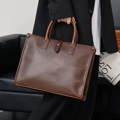 Leather Briefcase for Men ⎜ Stylish Business Shoulder Bag with Robust Carrying Handle and Elegant Look