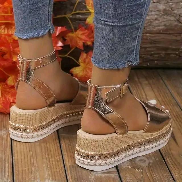 Women's Wedge Sandals ⎜ Airy Summer Shoes with a Cut - Out Design and Open Fish - Mouth Toe