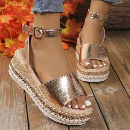 Women's Wedge Sandals ⎜ Airy Summer Shoes with a Cut - Out Design and Open Fish - Mouth Toe