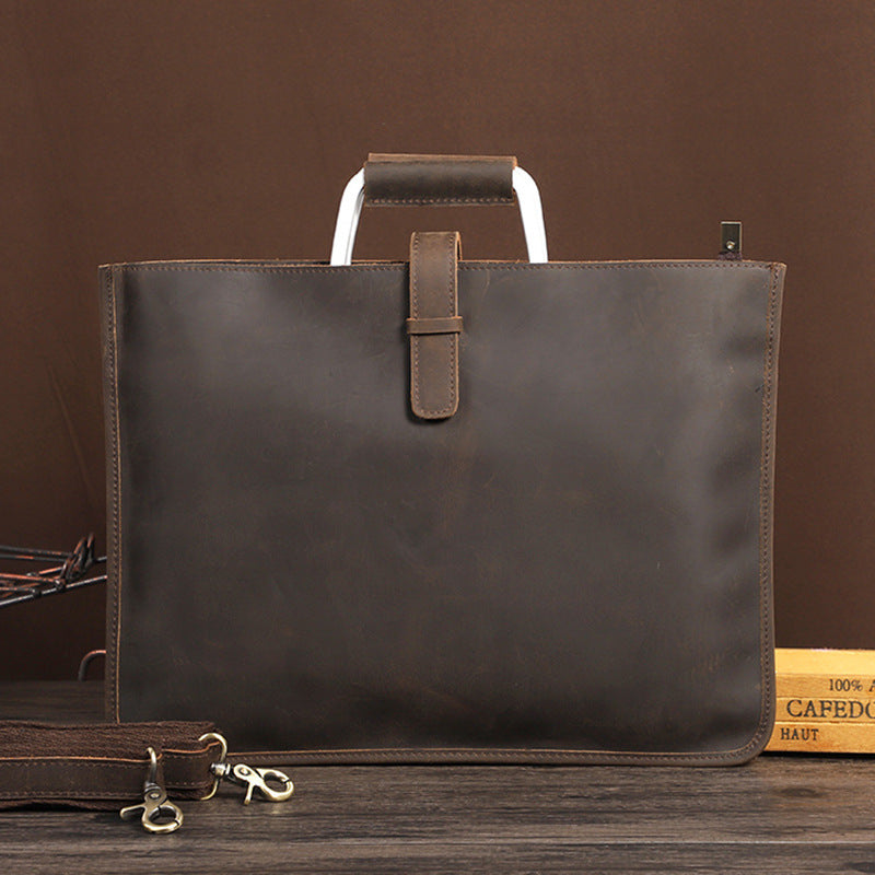 Leather Briefcase for Men ⎜ Robust Shoulder Bag Made From Genuine Cowhide with Comfortable Carrying Handle