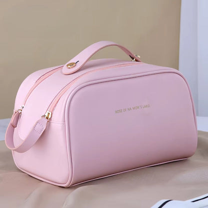Cosmetics Bag for Women ⎜ Double Zip Design with Large Capacity and Elegant Carrying Handle