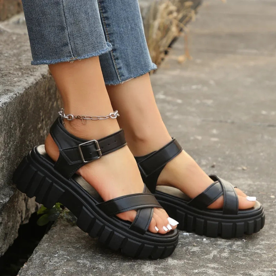 Platform Sandals for Women ⎜ Trendy Summer Shoes with Thick Tread Sole and Adjustable Strap for Comfort