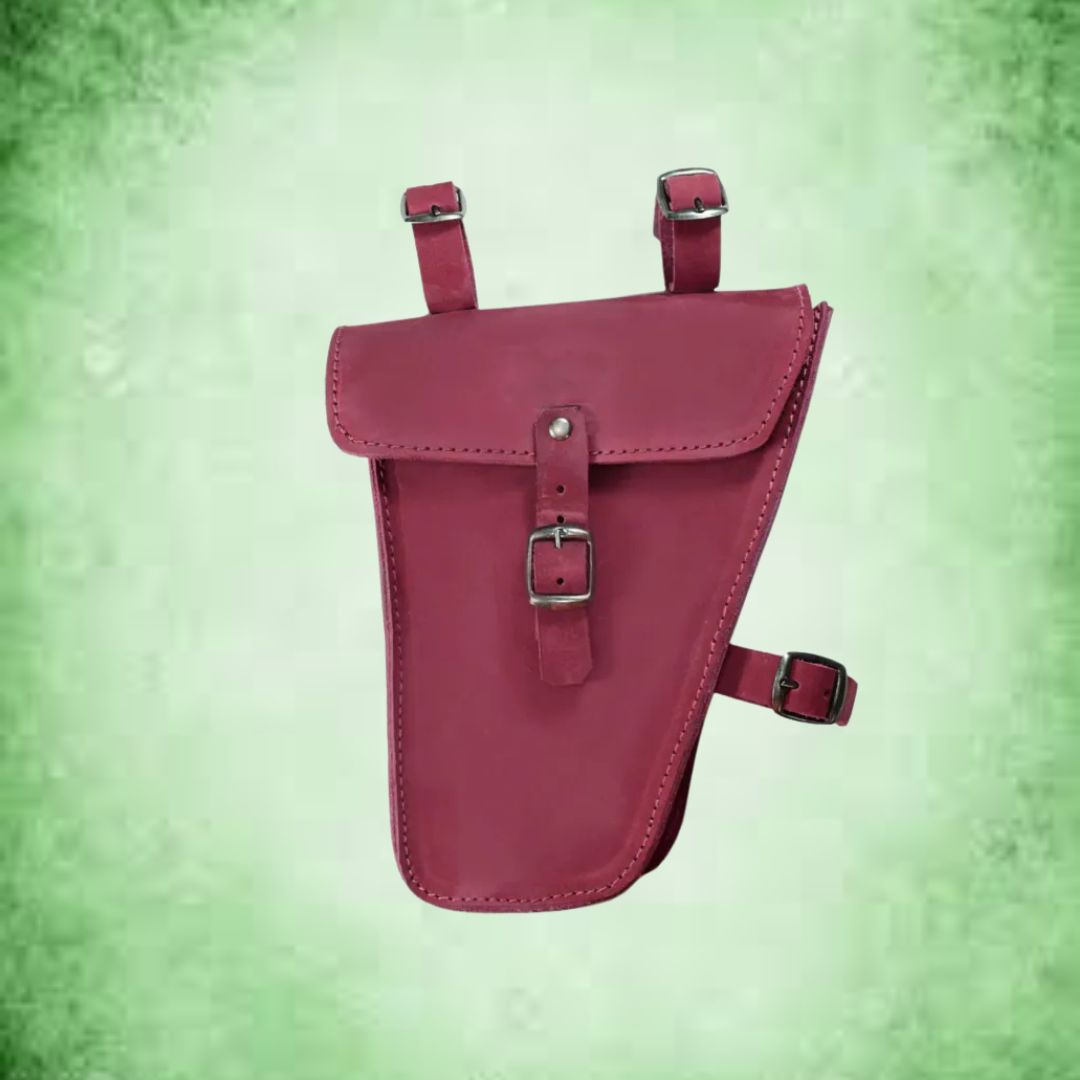Leather Bike Frame Bag ⎜ Triangular Bag with Buckle Fastener for Mobile Phone and Small Items on the Go