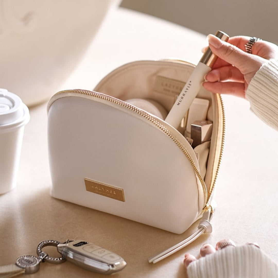 Cosmetic Bag for Women ⎜ Elegant Shell Design with Large Capacity and Practical Inner Compartment