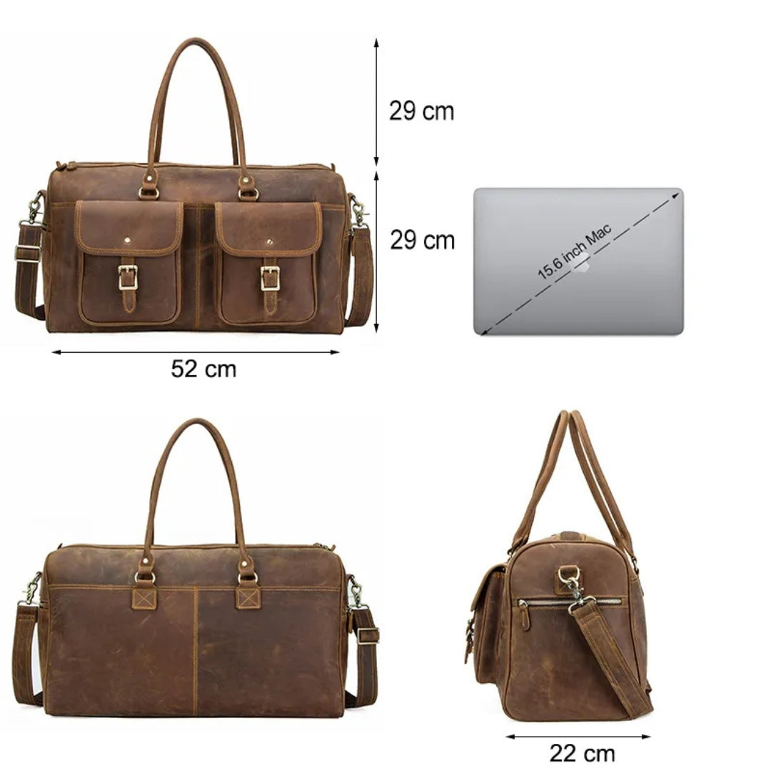 Cowhide Leather Travel Bag for Men ⎜ Robust Leather Travel Bag with Large Capacity