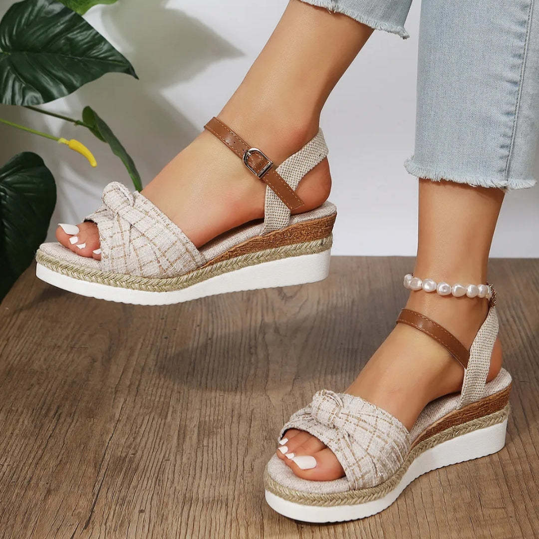 Wedge Heel Sandals for Women ⎜ Stylish Platform Shoes with Adjustable Strap and Braided Sole
