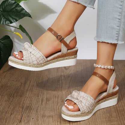 Wedge Heel Sandals for Women ⎜ Stylish Platform Shoes with Adjustable Strap and Braided Sole