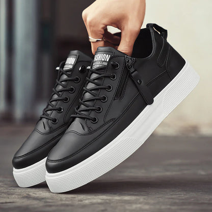 Men's Slip - on Sneakers ⎜ Comfortable Casual Shoes Made From Faux Leather with a Fashionable Zip Design