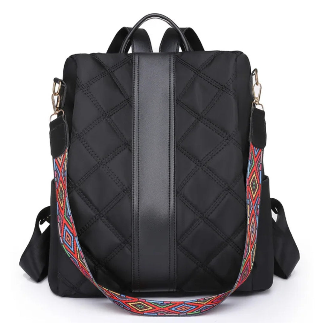 Women's Backpack ⎜ Fashionable Diamond Design Straps with Colourful Shoulder Strap