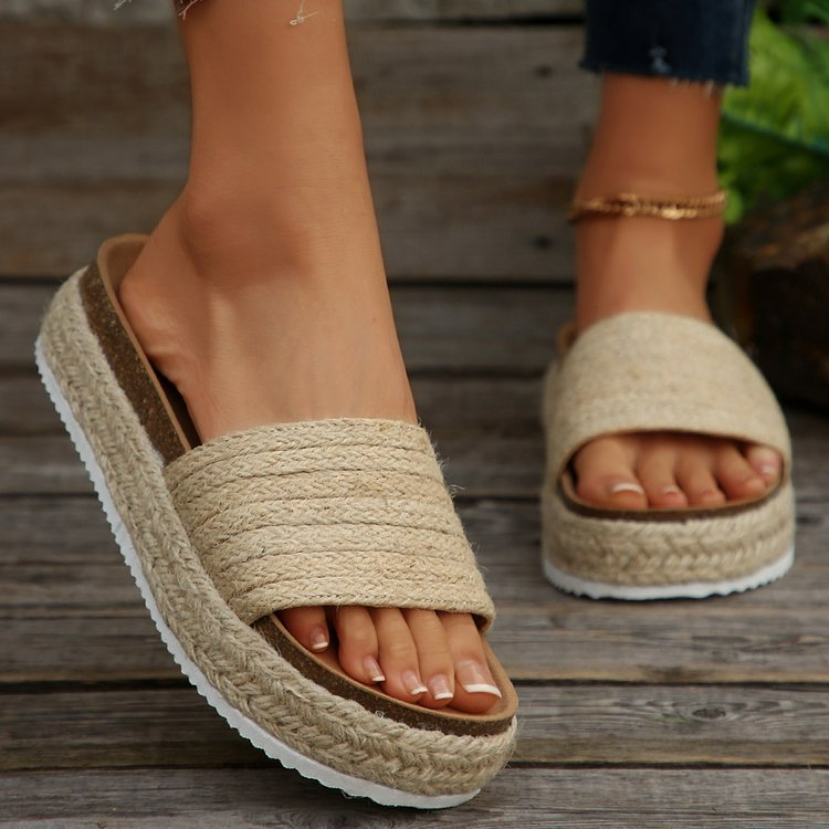 Sandals for Women ⎜ Comfortable Shoes with a Hemp Rope Design and Muffin Sole for Summer