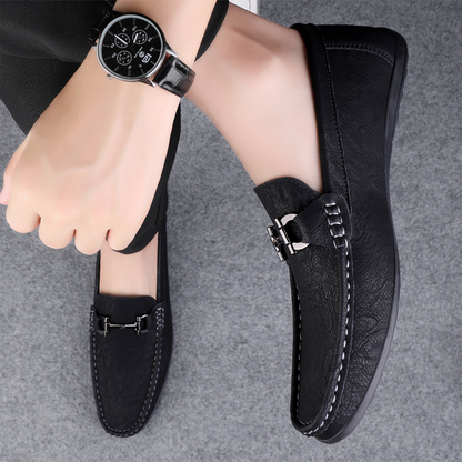Men's Moccasin Shoes ⎜ Comfortable Slip - on Shoes Made From High - Quality Leather with an Elegant Buckle