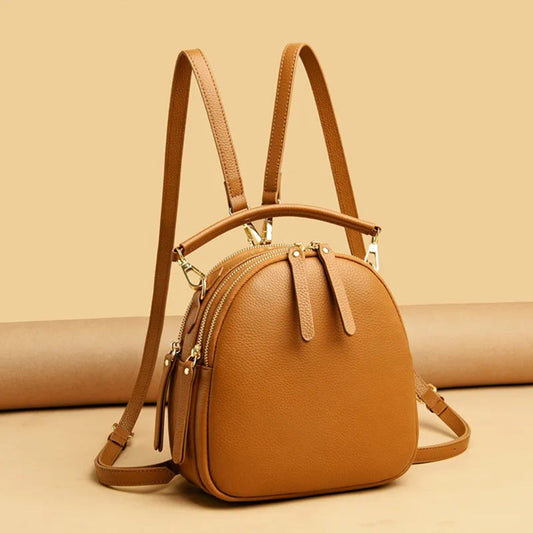 Leather Backpack ⎜ Compact Carrier with Adjustable Straps