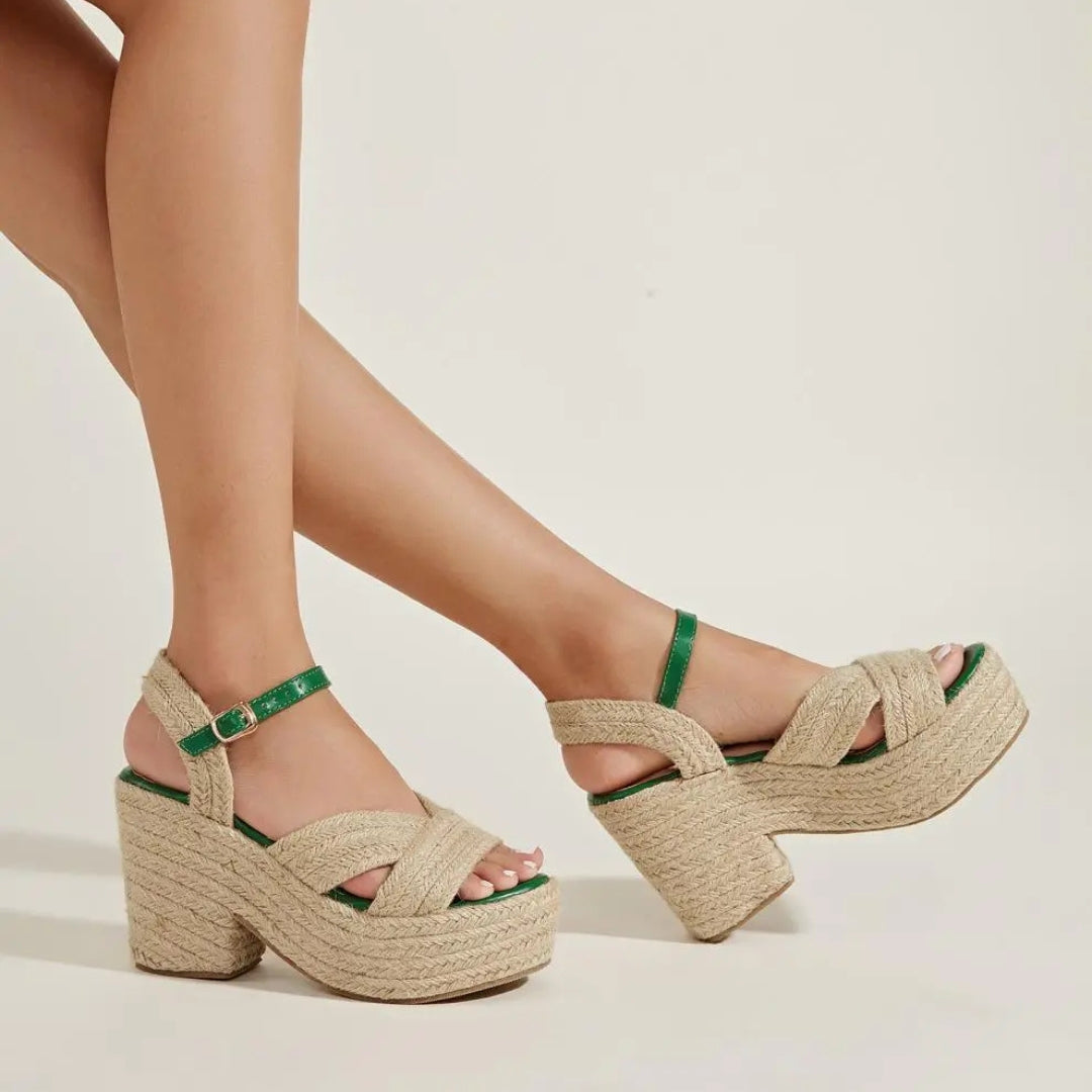 Platform Sandals for Women ⎜ Summery Wedge Shoes with Jute Rope and Comfortable Block Heel for Everyday Wear