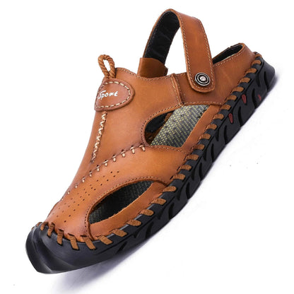 Summer Slip - on Shoes for Men ⎜ Breathable Leather Shoes in Plus Sizes for Beach and Leisure