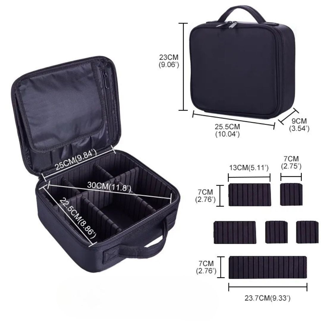 Cosmetics Bag for Women ⎜ Compact Travel Storage with Compartments and Practical Brush Holder
