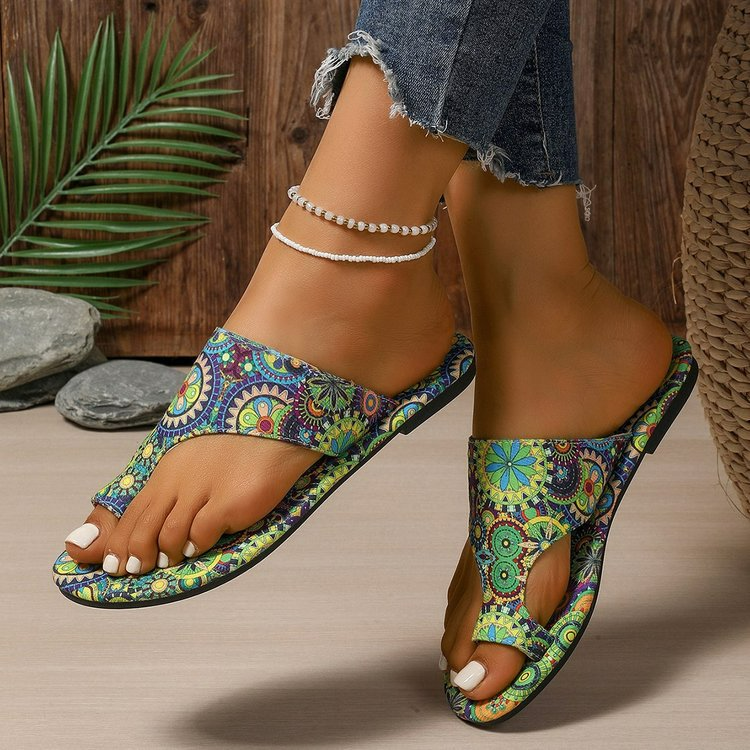 Women's Flip - Flop Sandals ⎜ Comfortable Shoes in a Romantic Style with a Breathable Print Pattern