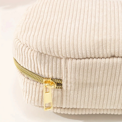 Cosmetics Bag for Women ⎜ Practical Storage Bag Made of Corduroy Fabric with Zip