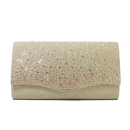 Evening Clutch Bag ⎜ Sparkling Design with Rhinestones and Elegant Wave Pattern