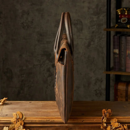 Real Leather Laptop Bag ⎜ Stylish Briefcase with Embossing and Practical Carrying Handles