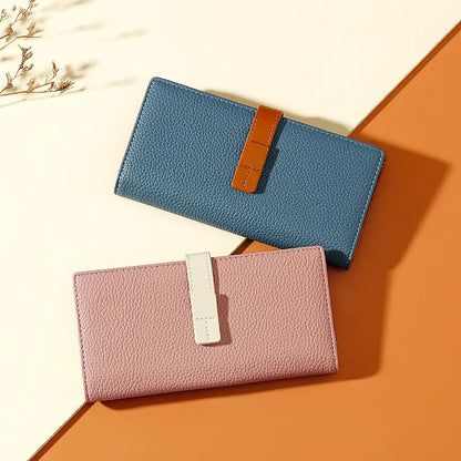 Women's Wallet with Contrasting Colour ⎜ Long Design with Practical Clasp and Space for Several Cards