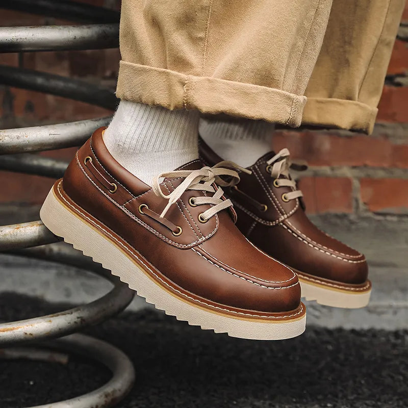 Men's Lace - Up Shoes ⎜ Robust Leather Shoes in Retro Style for Leisure and Everyday Wear