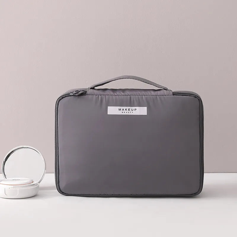 Cosmetics Bag for Women ⎜ Travel Organiser with Compartments for Make - Up and Integrated Brush Storage
