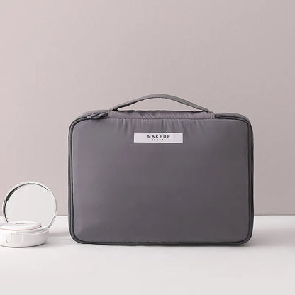 Cosmetics Bag for Women ⎜ Travel Organiser with Compartments for Make - Up and Integrated Brush Storage