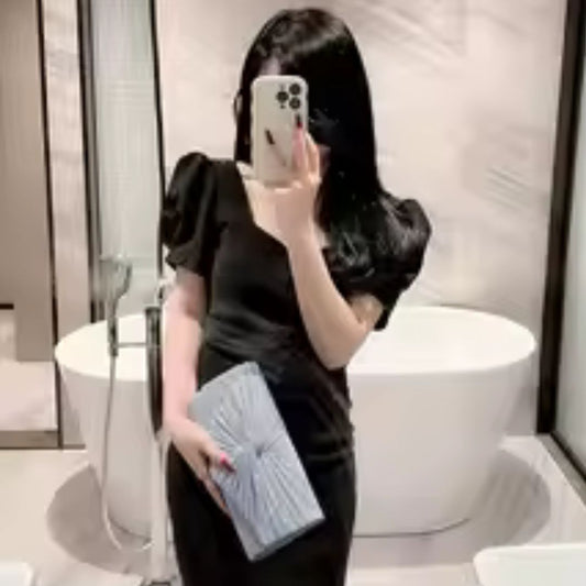 Evening Clutch Bag ⎜ Glittering Design with Pleated Fabric and Elegant Shape