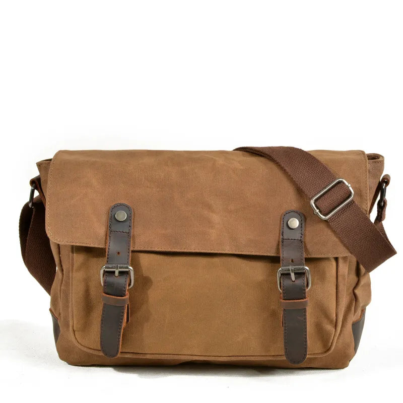 Canvas Shoulder Bag for Men ⎜ Robust Bag with Leather Accents and Adjustable Shoulder Strap