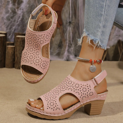 High Heel Sandals for Women ⎜ Comfortable Peep - Toe Shoes with a Thick Heel and Fashionable Design
