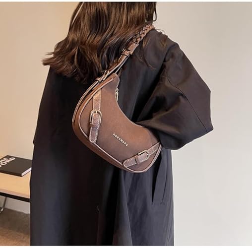 Retro Shoulder Bag ⎜ Fashionable Design with Braided Handle and Practical Strap Fasteners