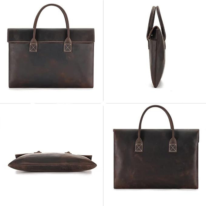 Real Leather Laptop Bag ⎜ Stylish Briefcase with an Elegant Design and Practical Carrying Handles