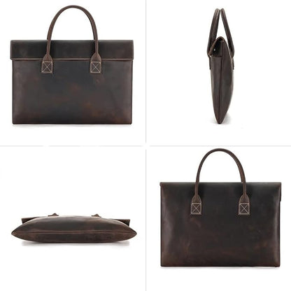 Real Leather Laptop Bag ⎜ Stylish Briefcase with an Elegant Design and Practical Carrying Handles