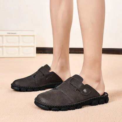 Summer Slip - on Shoes for Men ⎜handmade Casual Shoes with Fashionable Stitching for Outdoor and Everyday Wear