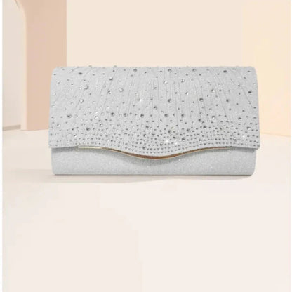 Evening Clutch Bag ⎜ Sparkling Design with Rhinestones and Elegant Wave Pattern