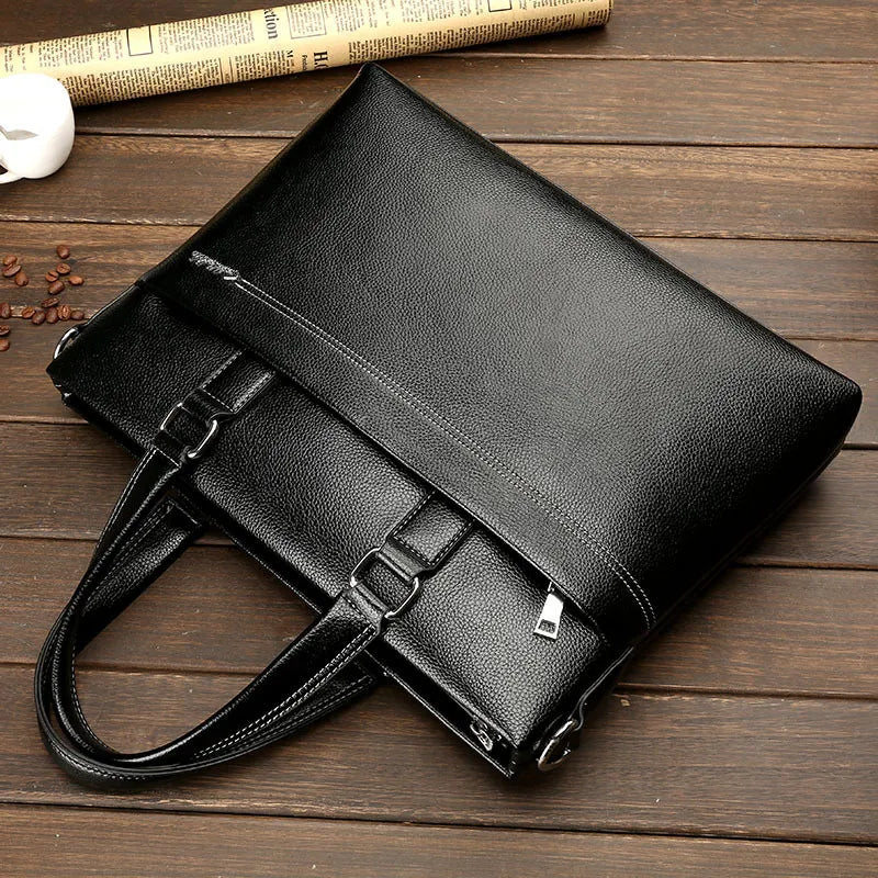 Leather Briefcase for Men ⎜ Elegant Shoulder Bag for Laptop and Documents with Sturdy Carrying Handle