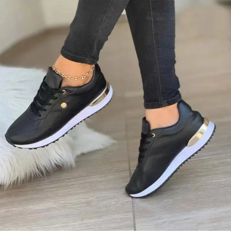 Women's Trainers ⎜ Comfortable Lace - Up Shoes with a Thick Sole and Fashionable Accents for Everyday Wear