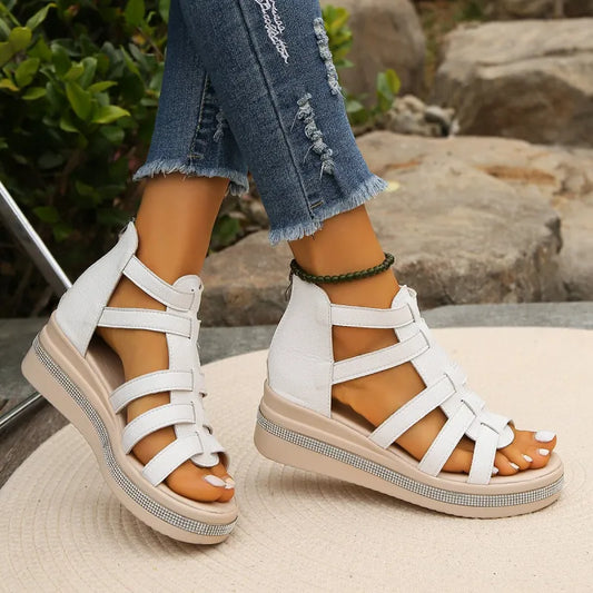Platform Sandals for Women ⎜ Summery Wedge Shoes with Glitter Details and Comfortable Strappy Construction