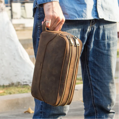 Leather Clutch for Men ⎜ Vintage Bag Made of Genuine Leather with Practical Compartments and Zip