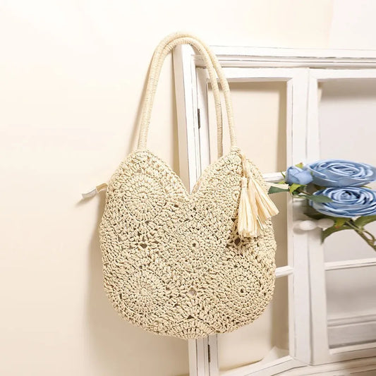 Strout Bag with Tassels ⎜ Large Shoulder Bag Made From Braided Material